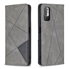 Coque Portefeuille Livre Cuir Etui Clapet B07F pour Xiaomi Redmi Note 10T 5G Gris