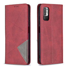 Coque Portefeuille Livre Cuir Etui Clapet B07F pour Xiaomi Redmi Note 10T 5G Rouge