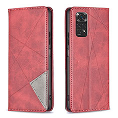 Coque Portefeuille Livre Cuir Etui Clapet B07F pour Xiaomi Redmi Note 11 4G (2022) Rouge