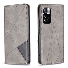 Coque Portefeuille Livre Cuir Etui Clapet B07F pour Xiaomi Redmi Note 11 Pro+ Plus 5G Gris