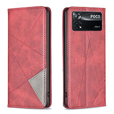 Coque Portefeuille Livre Cuir Etui Clapet B07F pour Xiaomi Redmi Note 11E Pro 5G Rouge