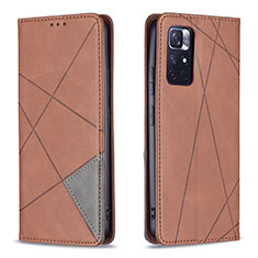 Coque Portefeuille Livre Cuir Etui Clapet B07F pour Xiaomi Redmi Note 11T 5G Marron