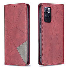 Coque Portefeuille Livre Cuir Etui Clapet B07F pour Xiaomi Redmi Note 11T 5G Rouge