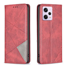 Coque Portefeuille Livre Cuir Etui Clapet B07F pour Xiaomi Redmi Note 12 Explorer Rouge