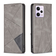 Coque Portefeuille Livre Cuir Etui Clapet B07F pour Xiaomi Redmi Note 12 Pro+ Plus 5G Gris