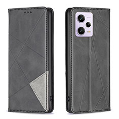 Coque Portefeuille Livre Cuir Etui Clapet B07F pour Xiaomi Redmi Note 12 Pro+ Plus 5G Noir