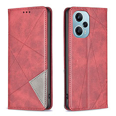 Coque Portefeuille Livre Cuir Etui Clapet B07F pour Xiaomi Redmi Note 12 Turbo 5G Rouge