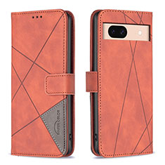 Coque Portefeuille Livre Cuir Etui Clapet B08F pour Google Pixel 8a 5G Orange