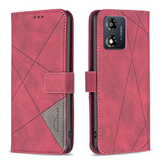 Coque Portefeuille Livre Cuir Etui Clapet B08F pour Motorola Moto E13 Rouge