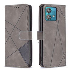 Coque Portefeuille Livre Cuir Etui Clapet B08F pour Motorola Moto Edge 40 Neo 5G Gris