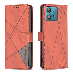 Coque Portefeuille Livre Cuir Etui Clapet B08F pour Motorola Moto Edge 40 Neo 5G Orange