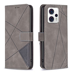 Coque Portefeuille Livre Cuir Etui Clapet B08F pour Motorola Moto G13 Gris