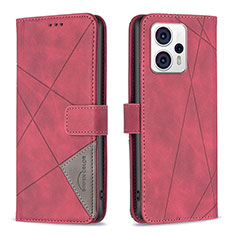 Coque Portefeuille Livre Cuir Etui Clapet B08F pour Motorola Moto G13 Rouge