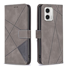 Coque Portefeuille Livre Cuir Etui Clapet B08F pour Motorola Moto G73 5G Gris