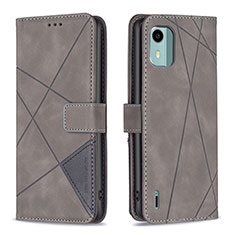 Coque Portefeuille Livre Cuir Etui Clapet B08F pour Nokia C12 Gris