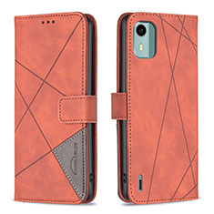 Coque Portefeuille Livre Cuir Etui Clapet B08F pour Nokia C12 Orange