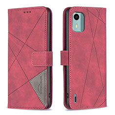 Coque Portefeuille Livre Cuir Etui Clapet B08F pour Nokia C12 Plus Rouge