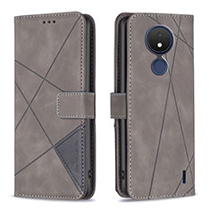 Coque Portefeuille Livre Cuir Etui Clapet B08F pour Nokia C21 Gris