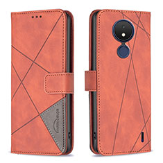 Coque Portefeuille Livre Cuir Etui Clapet B08F pour Nokia C21 Orange