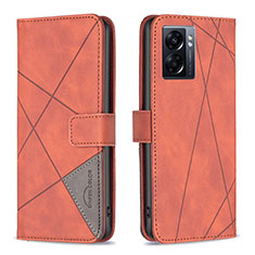 Coque Portefeuille Livre Cuir Etui Clapet B08F pour Oppo A57 5G Orange