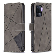 Coque Portefeuille Livre Cuir Etui Clapet B08F pour Oppo F19 Pro Gris