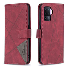 Coque Portefeuille Livre Cuir Etui Clapet B08F pour Oppo F19 Pro Rouge