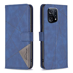 Coque Portefeuille Livre Cuir Etui Clapet B08F pour Oppo Find X5 5G Bleu