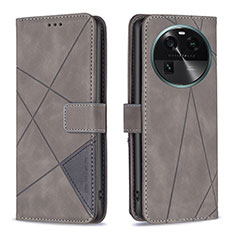 Coque Portefeuille Livre Cuir Etui Clapet B08F pour Oppo Find X6 5G Gris