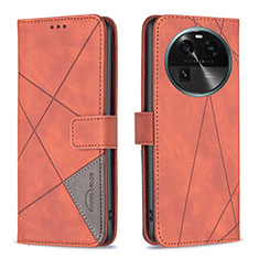 Coque Portefeuille Livre Cuir Etui Clapet B08F pour Oppo Find X6 5G Orange