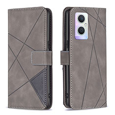 Coque Portefeuille Livre Cuir Etui Clapet B08F pour Oppo Reno7 Lite 5G Gris