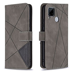 Coque Portefeuille Livre Cuir Etui Clapet B08F pour Realme 7i RMX2193 Gris