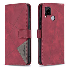 Coque Portefeuille Livre Cuir Etui Clapet B08F pour Realme 7i RMX2193 Rouge