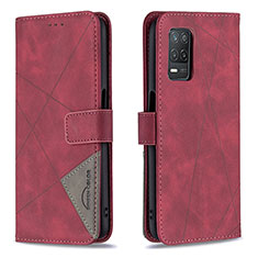 Coque Portefeuille Livre Cuir Etui Clapet B08F pour Realme 8 5G Rouge