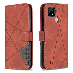 Coque Portefeuille Livre Cuir Etui Clapet B08F pour Realme C21 Orange