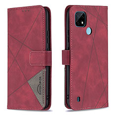 Coque Portefeuille Livre Cuir Etui Clapet B08F pour Realme C21 Rouge