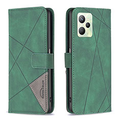 Coque Portefeuille Livre Cuir Etui Clapet B08F pour Realme C35 Vert