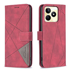 Coque Portefeuille Livre Cuir Etui Clapet B08F pour Realme C51 Rouge