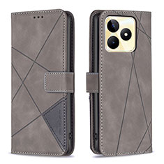 Coque Portefeuille Livre Cuir Etui Clapet B08F pour Realme C53 Gris