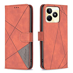 Coque Portefeuille Livre Cuir Etui Clapet B08F pour Realme C53 India Orange