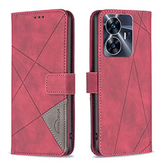 Coque Portefeuille Livre Cuir Etui Clapet B08F pour Realme Narzo N55 Rouge