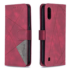 Coque Portefeuille Livre Cuir Etui Clapet B08F pour Samsung Galaxy A01 SM-A015 Rouge