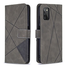 Coque Portefeuille Livre Cuir Etui Clapet B08F pour Samsung Galaxy A02s Gris