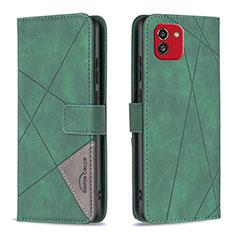 Coque Portefeuille Livre Cuir Etui Clapet B08F pour Samsung Galaxy A03 Vert