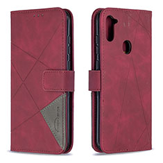 Coque Portefeuille Livre Cuir Etui Clapet B08F pour Samsung Galaxy A11 Rouge