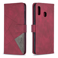 Coque Portefeuille Livre Cuir Etui Clapet B08F pour Samsung Galaxy A30 Rouge