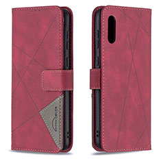 Coque Portefeuille Livre Cuir Etui Clapet B08F pour Samsung Galaxy M02 Rouge