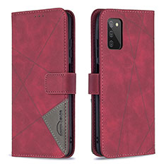 Coque Portefeuille Livre Cuir Etui Clapet B08F pour Samsung Galaxy M02s Rouge