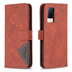 Coque Portefeuille Livre Cuir Etui Clapet B08F pour Vivo V21 5G Orange