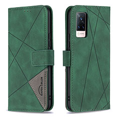 Coque Portefeuille Livre Cuir Etui Clapet B08F pour Vivo V21 5G Vert