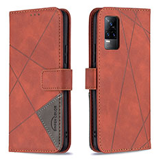 Coque Portefeuille Livre Cuir Etui Clapet B08F pour Vivo V21e 4G Orange